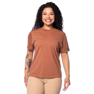 Imagem de Blusa Feminina Biamar Algodão Manga Vazada Marrom, Marrom, M