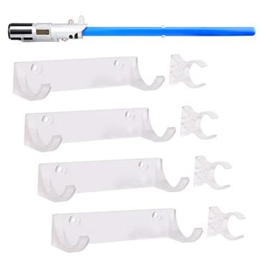Imagem de LEKUSHA Suporte de parede horizontal para sabre de luz, suporte de gancho para exibição de sabre de luz, compatível com qualquer sabre de luz, pacote transparente de 4