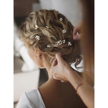 Imagem de Acessórios de cabelo SWEETV Bride Hair Pins Pearl Leaf Vintage