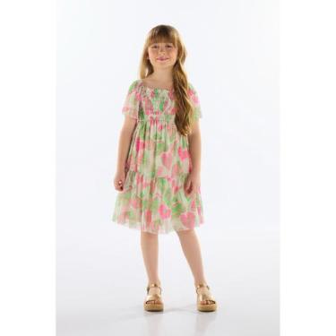 Imagem de Vestido Estampado Infantil Quimby, Verde, 16