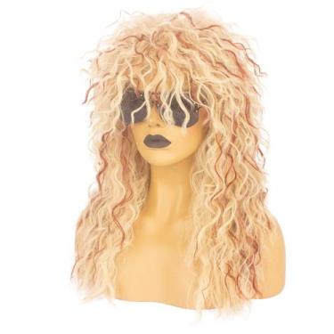 Imagem de Peruca Askuang 80s Mullet para homens e mulheres, loira longa e encara