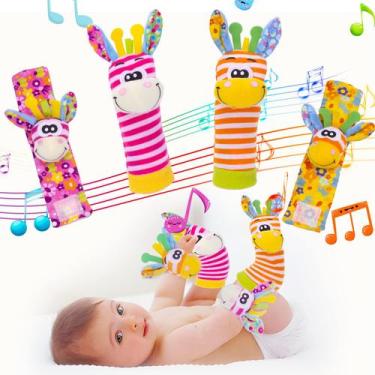 Imagem de Conjunto de meias para bebês Wrist Rattles, brinquedos sensoriais maci