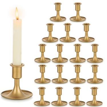 Imagem de Castiçais Romadedi Gold para velas cônicas, conjunto de 18