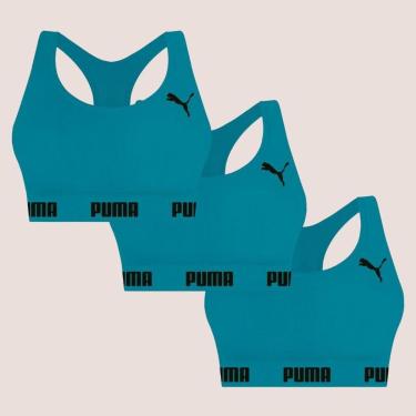 Imagem de Kit Com 3 Tops Puma Nadador Sem Costura E Sem Bojo Fitness Fit Para Academia Corrida Treino-Feminino