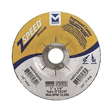 Imagem de Mercer Industries 622000 ZSpeed Zirconia Tipo 27 Roda de corte e moagem leve, 622020, Pacote com 25, NULL, 5" x 1/8" x 7/8"