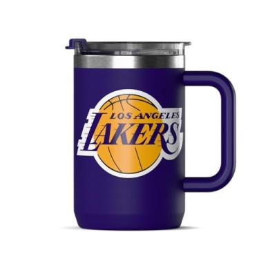 Imagem de Hydrapeak Caneca de café isolada oficialmente licenciada pela NBA Los Angeles Lakers 510 g com tampa, xícara de café de aço inoxidável isolada, sem BPA, parede dupla com alça, caneca de chá