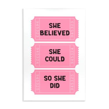 Imagem de Stupell Industries Placa de parede She Believed Girl Power Tickets, design por Lettered and Lined, 15 x 10