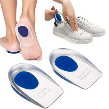 Imagem de Calcanheira Gel Par Palmilha Calcanhar Ortopédica Silicone Massageadora Protetor de Calcanhar Conforto e Alívio de Dor Esporão De Calcâneo Esporte Anti Impacto Fascite Plantar Marca ATM (G)