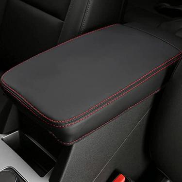 Imagem de XITER Protetor de capa para apoio de braço do carro, 1 peça para console central de couro para Chevy Blazer 2019 2020 2021 2022, console central protetor de braço acessórios interiores (pontos vermelhos)