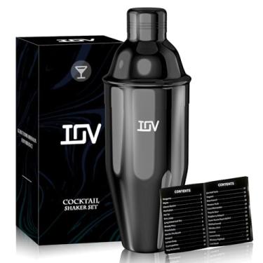 Imagem de IOV Coqueteleira, coqueteleira de martini de 680 g, misturador de bebidas com filtro embutido, coqueteleira profissional de aço inoxidável Margarita com guia de receitas de coquetel, kit de presentes