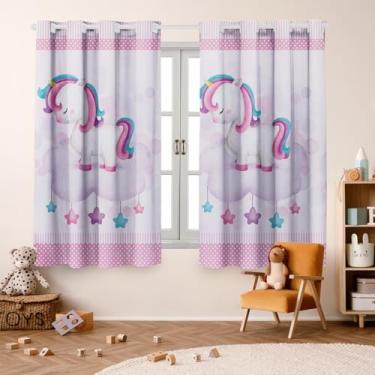 Imagem de Cortina Infantil Decorativa, 2,00 x 1,50m, Poliéster, Estampada, para Quarto de Criança (UNICORNIO ESTRELA)