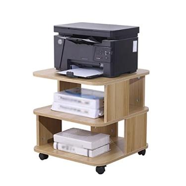 Imagem de SUNESA Suporte de impressão, carrinho de impressora de 3 níveis, suporte sobre rodas, carrinho de rodinhas embaixo da mesa para impressora de mesa, organizador de madeira, copiadora, scanner, carrinho