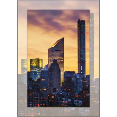 Imagem de Quadro Com Moldura Prédios Iluminados Entardecer - Fabrika de Festa, G