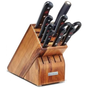Imagem de Conjunto de Facas WSTHOF em Aço Inoxidável com Afiador Embutido e Bloco de Bancada 10 Peças, Preto