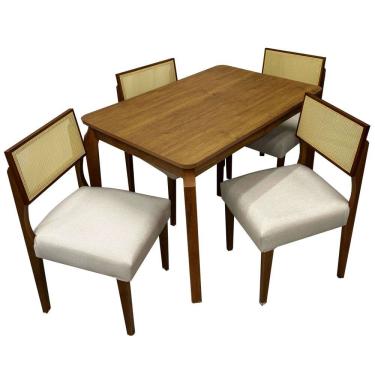 Imagem de Mesa de Jantar Alegra 120x80 SEM Vidro 4 Cadeiras Grecia Cor Cinamomo com Tecido Bege