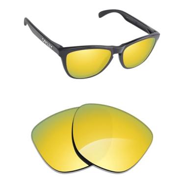Imagem de Alphax Lentes de reposição espelhadas em ouro 24K não polarizadas para óculos de sol Oakley Frogskins OO9013
