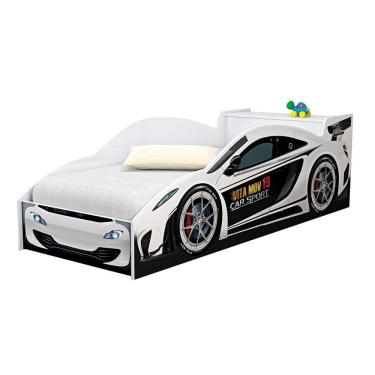 Imagem de Cama Carro Branco Infantil Com Baú