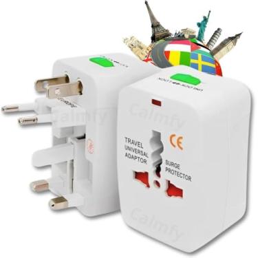 Imagem de Adaptador de Tomada Universal Para Viagem | Padrão Internacional + 150 Países com Trava de Segurança Portátil Ajustável Super PREMIUM