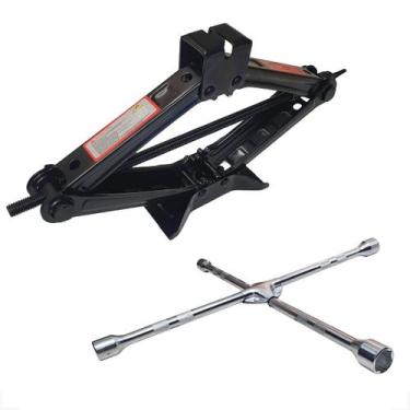 Imagem de Macaco 1 Ton Chave Roda Cruz Profissional Carro Aro 13 14 - STEELS