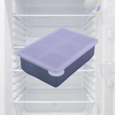 Imagem de Bandejas de silicone para cubos de gelo – moldes de tamanho grande com tampa removível à prova de vazamento quadrada para coquetéis, uísque, empilháveis