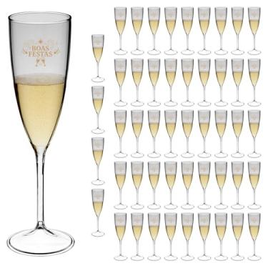 Imagem de Taça Espumante 170ml Boas Festas Acrílico Premium 50pçs (TRANSPARENTE)