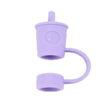 Imagem de Tampas de ponta de palha seladas para decoração de canudos de silicone capas coloridas à prova de respingos de palha 8 mm (D)