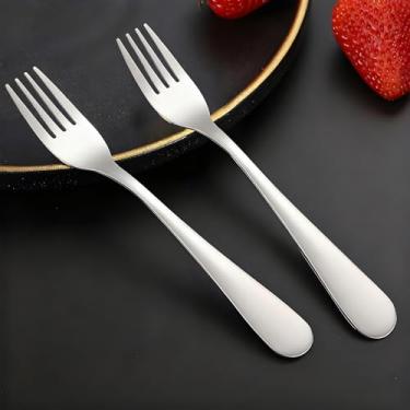 Imagem de Conjunto de garfos de jantar, 4 colheres de aço inoxidável de grau alimentício de 17 cm, garfo de prata durável para cozinha e jantar, colheres e facas, perfeito para mesa de jantar, salada e