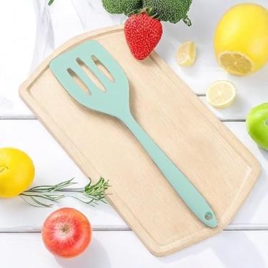 Imagem de Espátula de silicone, espátula de cozinha com orifício para cozinhar panquecas de ovos de peixe (vermelha)