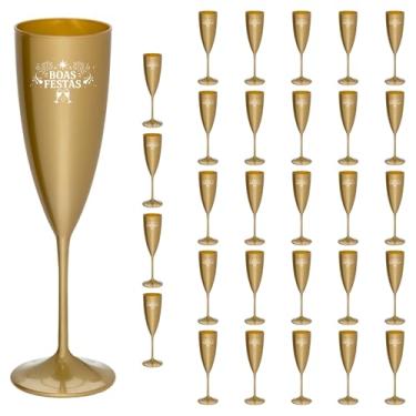 Imagem de Taça Espumante 170ml Boas Festas Acrílico Premium 20pçs (DOURADO)