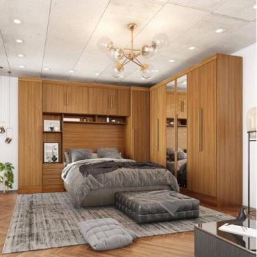 Imagem de Guarda-roupa Modulado Casal Completo 4 Peças 8 Portas com Maleiro e Es