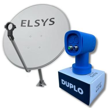 Imagem de Antena Digital Parabólica Elsys Offset Chapa 60cm Ku 5g e Lnbf Duplo E