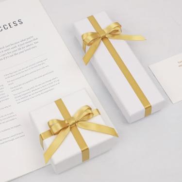 Imagem de Fita de cetim dourada clara de dupla face, fita de poliéster de 9,5 cm x 50 metros para embalagem de presente, artesanato, fabricação de laços, costura, buquê de flores, decoração de festa de