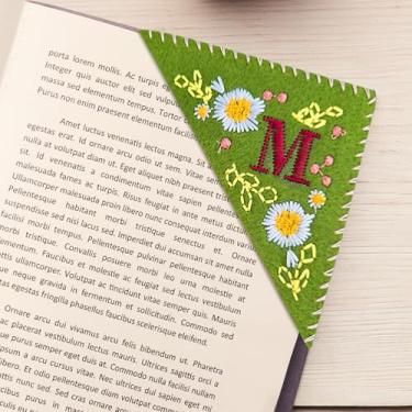 Imagem de Marcador de página floral de canto bordado personalizado para esposa, mãe, leitora, estudante, clube, acessório, 1 peça (verde verão M)