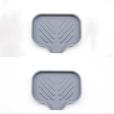 Imagem de Pacote com 2 saboneteiras de silicone com bico de drenagem, suporte de esponja, suporte de sabão em barra de autodrenagem para chuveiro/banheiro/cozinha/banheira, perfeito para dispensador, depurador