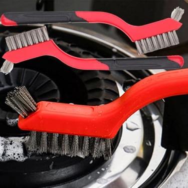 Imagem de 2 peças de pneus de corrente de carro escovas de aço inoxidável escovas de limpeza de tinta manchas de ferrugem utensílios de limpeza de fogão a gás para cozinha doméstica, prata