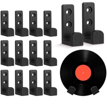 Imagem de Weysat 12 peças de suporte de vinil de madeira, suporte de parede, prateleira, suporte de disco, prateleiras flutuantes, armazenamento de capa de álbum para quarto, sala de estar, decoração de