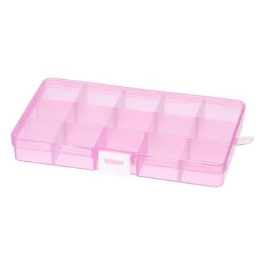 Imagem de Organizador de berloques de unhas de 17 x 10 x 2,5 cm, 1 organizador de artesanato e caixa de armazenamento, organizador de contas de plástico transparente, artesanato, joias, ferramentas de pesca