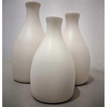 Imagem de Kit Trio 3 Vaso Decorativo Garrafa Kit DecoraçãO CerâMica Sala Mesa Cozinha Banheiro Jarros Decorativos Para Sala(BRANCO)