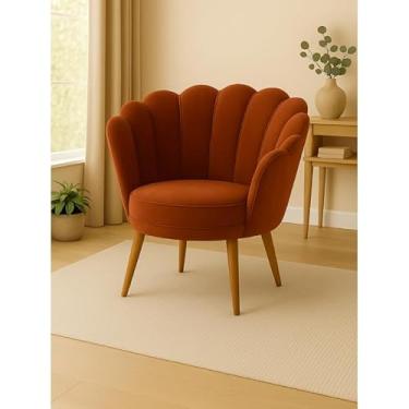 Imagem de Poltrona Decorativa Pétala de Veludo – Poltrona Confortável e Sofisticada com Pés Palito para Sala de Estar e Quarto (Terra cota)