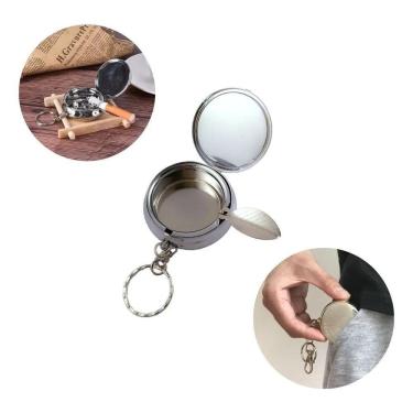 Imagem de 2X Cinzeiro De Bolso De Aço Inox Automático Portátil - Metal