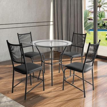 Imagem de Conjunto Mesa Com 4 Cadeiras Lugo Para Cozinha Ou Jantar Preto