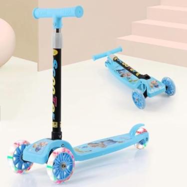 Imagem de Patinete Infantil 3 Rodas De Led Dobrável Scooter Crianças (Azul)