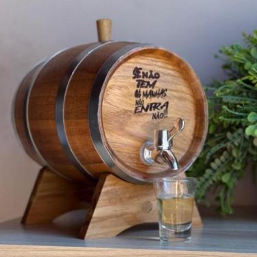 Imagem de Tonel/barril De Carvalho P/ Cachaça 3 L Torneira Luxo Cromo - Wood E-c