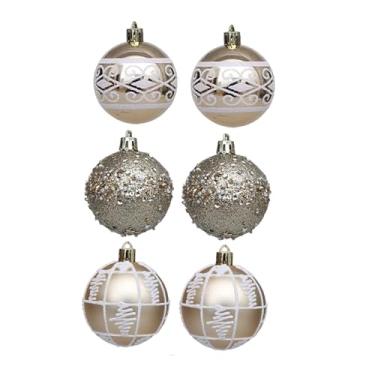 Imagem de UGPLM Conjunto de 6 enfeites de Natal em formato de bola, ideais para pendurar em casamentos, jardins, Dia de ação de Graças e hotéis durante as festas de, Ouro