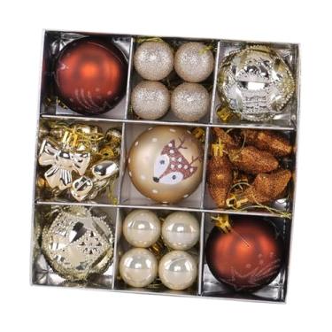Imagem de UGPLM Conjunto de 35 bolas de Natal com estrela e laço, enfeites decorativos para pendurar na árvore de Natal, ideal para festas e jardins, Marrom