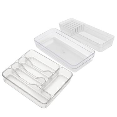 Imagem de Kit Organizador de Talheres e Utensílios de Cozinha, 5 Divisórias Porta Facas Para Gaveta Organizador de Utensílios Grandes(Talher + Faca + Org Grande)