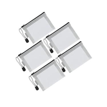 Imagem de Pacote com 5 mini bolsas de malha com zíper, 6,88 cm x 11,9 cm, porta-chaves, bolsa de moedas, porta-cartões, bolsa portátil de viagem, cosméticos, malha com zíper para batom, fone de ouvido, Cinza