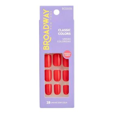 Imagem de Unhas Postiças Broadway Kiss Ny Classic Colors Quadrado Curto Vintage 