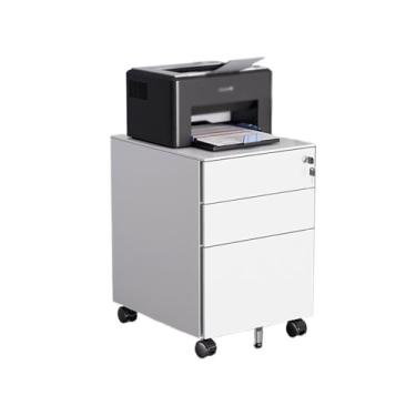Imagem de Armário de Arquivos Armário móvel prático, armário de arquivo aço, armazenamento escritório, sob a mesa, com travamento, gaveta dados(Branco)