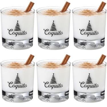 Imagem de Vesici 6 conjuntos de copos de uísque natalinos para coquito copos de uísque à moda antiga Porto Rico Coquito copos de vidro de gemada conjuntos de presente de Natal para reuniões de férias e